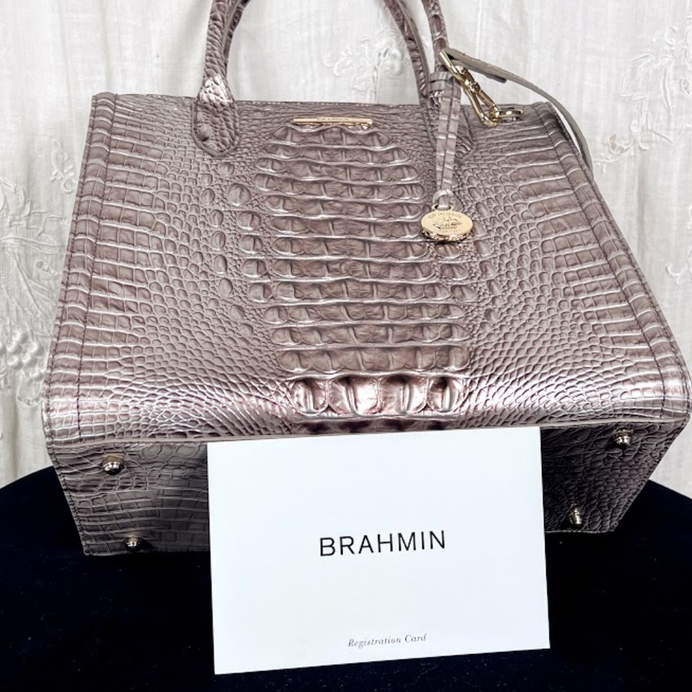 Brahmin Caroline Silver Lining Melbourne Satchel NWOT - Picture 10 of 15